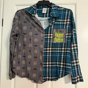 Haunted Mansion Duo design Plaid Shirt - Blue and Gray button down